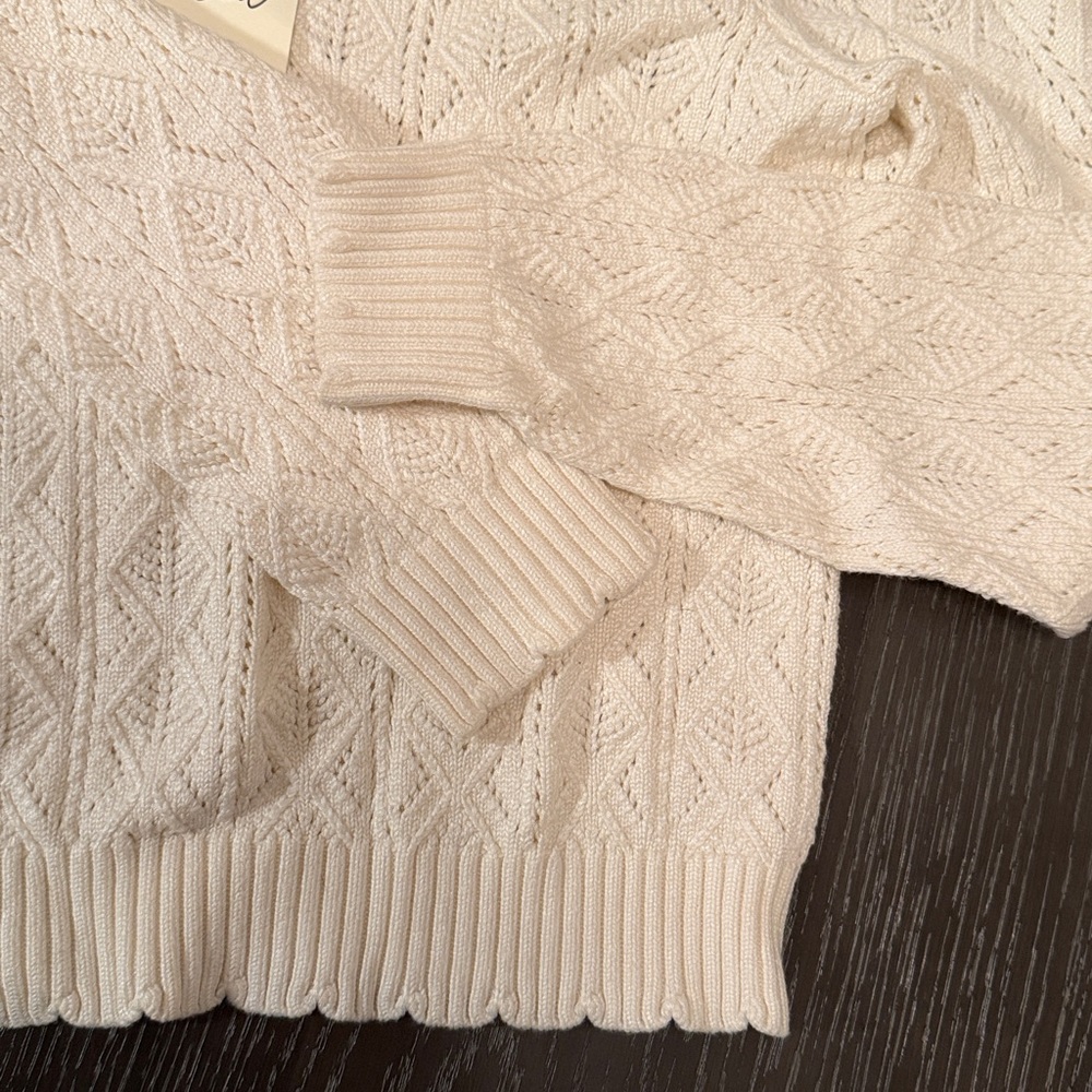 Marled Creamy White Diamond Knit Sweater - Picture 3 of 6